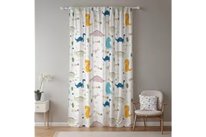‎GGAIMWF ggaimwf Dinosaurier-Vorhänge für Kinderzimmer Grün Dino-Eier Süßer Cartoon Jura-Wildtiere Fenstervorhänge Vorhänge mit Schlaufe Kinderzimmer Hängender Raumteiler Innenvorhang 117x183cm 1 Panel