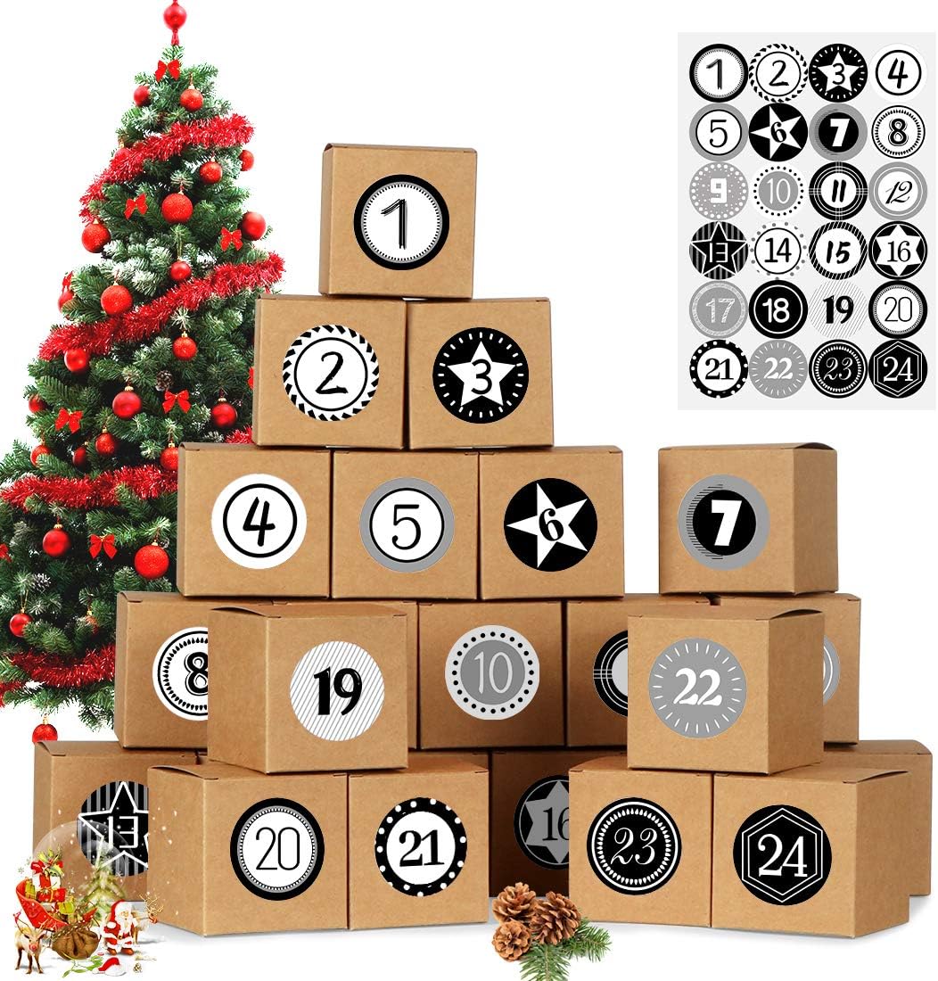 Bluelves Calendario Adviento para Rellenar, Advent Calendar 2021, Calendario Adviento Navidad, Calendario Adviento DIY, Calendarios de Adviento con 24 Adhesivos Digitales de Adviento