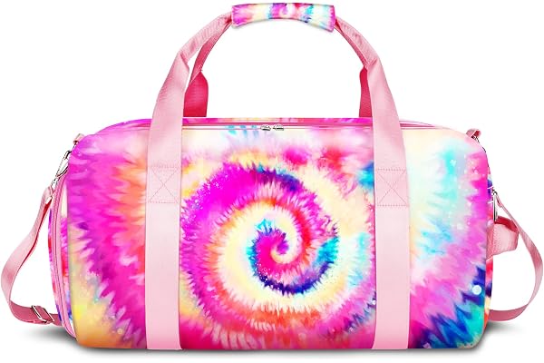 Sac de Sport Fille Sac Voyage Enfant Sac Piscine Fille Sac pour Gym Danse avec Compartiment à Chaussures et Poche Humide