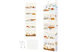 Clastyle Portaoggetti da Appendere Bohemian Foglia Organizer da Appendere per Donne Ragazze Vestiti Pannolino Giocattolo Organizzatore Appeso da Porta per Camera da Letto, Deserto, 5 Scomparti
