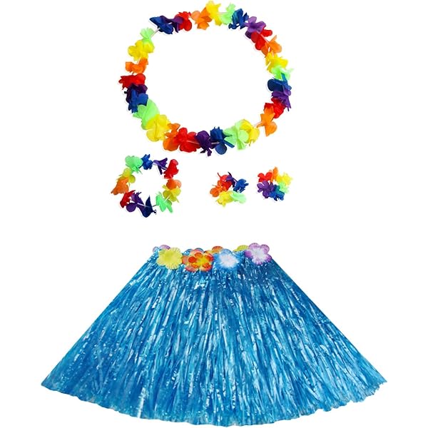 Abeillo Lot de 5 jupes hawaïennes en herbe hula pour filles, jupes de danse avec fleur - Accessoire de costume hawaïen pour soirée hula (violet