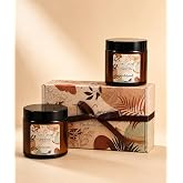 Tiem Concept Kokulu Mum 2'li Set - Soya Mum Hediye Seti, Sandalağacı ve Okyanus Aromalı Amber Kavanoz Mumlar -%100 Doğal Soya