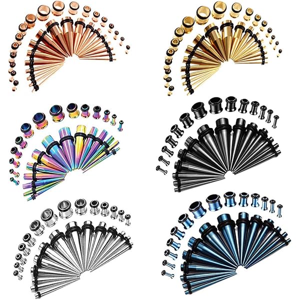 Kit D'étirement D'oreille En Verre 14G-1G | Lot De 18 Bouchons Avec Joints Toriques Pour élargissement Progressif - 5