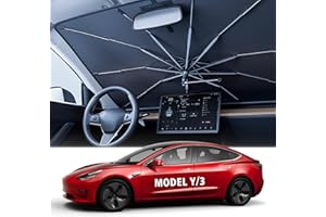 WATTSTAR [2024 Upgraded] Car Windshield Sun Shade for Tesla Model 3/Y [Latest Nanometer Ice-Crystal Coating] Sunshade for Car Windshield, Protect Interior & Keep Cool, Universal Size