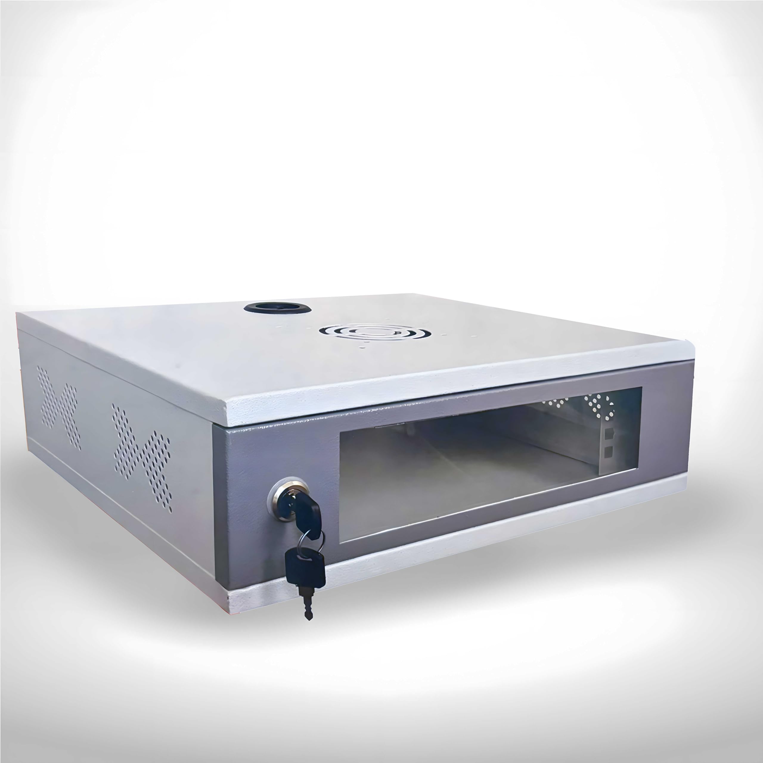 ShiviX Network Rack/DVR Box/CCTV/NVR Cabinet with Key Lock - 2U - Wall Mount Foldable Metal Server Rack with Ventilated Door (Unassembled)