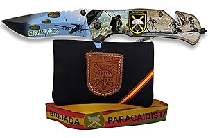 PLANTA COLOR Pack BRIPAC – Navaja Táctica + Monedero con Escudo Grabado + Pulsera Bordada – Diseño Exclusivo con Detalles de la Bandera de España – Accesorios Colección y Supervivencia (BRIPAC Impresa)