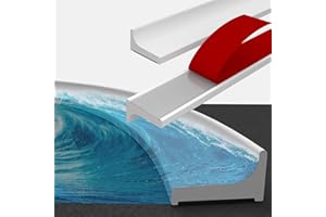 Symyda Barriera Doccia Ferma Acqua,Separazione Umida e Asciutta Barriera Doccia, Autoadesiva Bordo Per Top Cucina,Adatta per Angoli, Lavello,Cucina, Bagno Striscia di Ritenzione (150CM,Bianco)