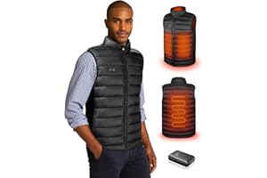 Loowoko Chaleco calefactable hombre con bateria 10000mah, chaqueta calefactable sin mangas ligera, 3 niveles de calor + 4 zonas, Para trabajar al aire libre, ciclismo, moto y esquí