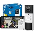 Tapo D210 Doorbell Camera Wireless 2K 3MP Ultra-Clear Doorbell Camera, Battery Video Doorbell Wireless, Ring Chime Included, Color Night, TP-Link Free AI Detection,IP65,6-Month Battery,No Monthly Fee