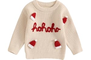 LSFYSZD My First Christmas Knit Sweater Toddler Baby Girls Boys Tractor Embroidery Long Sleeve Winter Warm Knitwear Pullover Jumper Tops