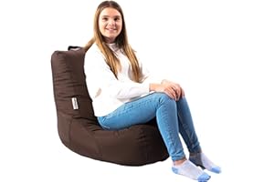 MAXIBEAN Bean Bag Chair Seat Indoor Or Outdoor Garden Beanbag Kids Gaming Recliner Cushion With Filling Included (Brown)