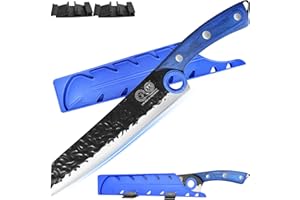 XYJ Kitchen Knife,8.5 Inch Forged Meat Cleaver for Vegetable Meat Cutting,High Carbon Steel,Professional Japanese Chef Knife with Finger Hole,Full Tang,Ergonomic Handle