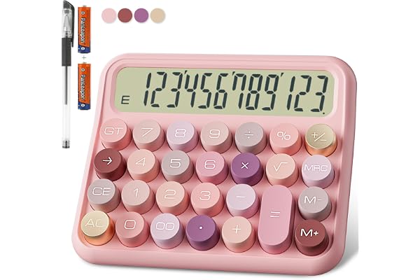 Calculatrice mécanique 12 Chiffres, écran LCD Extra Large de 5 Pouces, Calculatrice de Bureau à Piles, Gros Boutons faciles à Presser, écran inclinable à 15° pour Les Enfants.