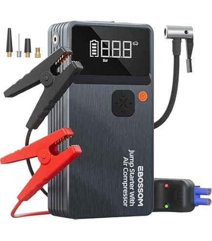 GIATERO Starter Auto Batterij, 4000A Emergency Jump Starter Auto Motorfiets Draagbare 12 Volt (tot 12L Gas of 10L Diesel) LED Zaklamp, USB QC3.0 Opladen Smartphone GIATERO Starter Auto Batterij, 4000A Emergency Jump Starter Auto Motorfiets Draagbare 12 Volt (tot 12L Gas of 10L Diesel) LED Zaklamp, USB QC3.0 Opladen Smartphone