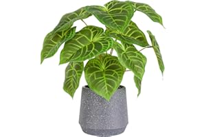 VERYHOME Artificial Plants Indoor in Pot Fake Succulents Plants in Potted 32cm Large Fake Green Plant Faux Green Leaf Potted for Home Desk Living Room Decor