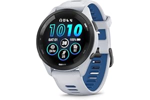 Garmin Forerunner® 265 Running Smartwatch, Colorful AMOLED Display, Training Metrics and Recovery Insights, Whitestone and Tidal Blue