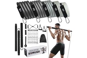 M MOACC Set di 5 fasce di resistenza, fasce di resistenza per il fitness, fasce di resistenza, regolabili e rimovibili, per l'allenamento della forza