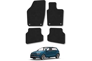 CAR MAT CO VW Polo (2009-2017) Car Mats Accessories Tailored Fit Carpet Floor Mats Non Slip Black Trim Full Coverage Compatible Accessory Front Rear Set Anti Slip Granulated Backing Hand-Finished Clips