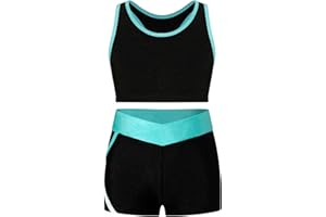 Alvivi Mädchen Bikini Tankini Set Tank Top+Shorts Zweiteiler Badeanzug Bademode Kinder Ballett Trikot Sport Set Tanzkleidung Gr.98-176