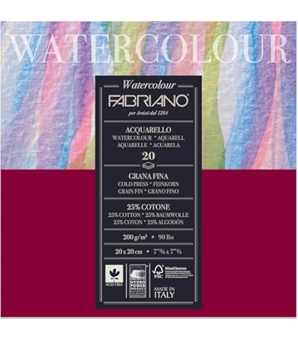 Blocco Carta Acquerello Fabriano Studio 9x12 Pollici - Hot Press 140 Lb, 12 Fogli - 13