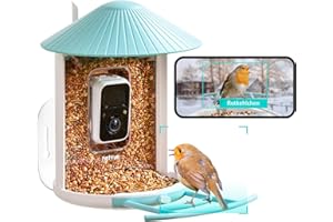 Netvue by Birdfy -Mangiatoia per Uccelli con Videocamera, Telecamera per il Birdwatching, AI Riconoscimento di Specie di Uccelli, Visione Notturna a Colori, APP Notifica di Uccellini in Tempo Reale