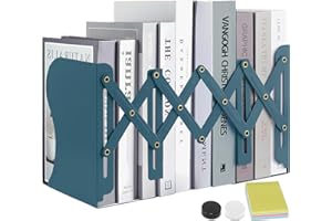 DARUITE Sujetalibros de Metal, Ajustable, para niños, para estantería, Cocina, Oficina, Escuela, Biblioteca, Color Azul