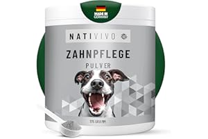 ‎NATIVIVO NATIVIVO Zahnpflege Hund - Zahnsteinentferner Hund Zahnstein entfernen - Zahnpulver für Hunde Zahnpflege gegen Mundgeruch & Zahnstein - Dental Pulver für Hunde - Mundgeruch Entferner plaque off hund