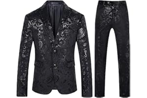 Allthemen Abito da Uomo in 2 Pezzi Slim Fit Casual Wedding Business Cena Jacquard Vestito Completo Giacche Blazer Pantaloni