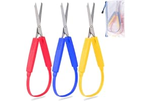 QUACOWW 3 Pack Loop Scissors Mini Loop Scissors Easy to Hold and Safe Round Head Open Squeeze Handle Suitable for Children, Teenagers and Adults
