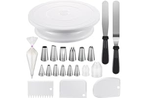 InnoGear 70 Pcs Cake Turntable Kits, Cake Decorating Kits with 1 Rotating Cake Stand, 3 Scrapers, 2 Spatulas, 12 Piping Nozzles, 2 Couplers, 50 Disposable Pastry Bags