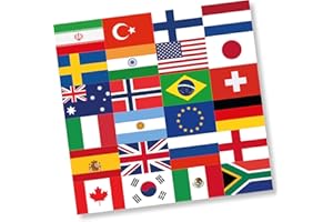 DH-KONZEPT 20 Servietten * FLAGGEN WELT * für Party und Geburtstag | Länder Erde Fahnen WM EM Mottoparty Napkins Papierservietten