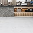 FLOREXP Vinyl Flooring Tile- 12×12 Inch Self Adhesive Floor Tiles | 40 Packs Peel and Stick Floor Tiles 1.5mm Thick with Wood Effect for Office,RV,Washroom,Bathroom Cover 3.72 m² White Marble
