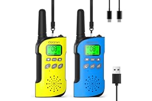 AWANFI Walkie Talkie para Niños, 3-12 Años, Walkie Talkies Recargable con Batería Li-Ion, VOX, Función SOS y Linterna, Larga Alcance, Walkie Talkies para Acampar, Aventuras, Regalos