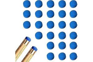 Ezranova Lot de 20 pointes de billard en cuir de 10 mm pour queues de billard - Embouts de rechange pour queues de billard et snooker - Bleu diamant
