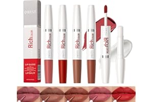 BEKOEEN Pack de 5 Super Long Stay 24 Rouge à Lèvres Mat Double Face + Baume à Lèvres Extrêmement Coloré Brillant à Lèvres Intense Baume Nourrissant Longue Durée Velours Mat Liquide Rouge à Lèvres Maquillage
