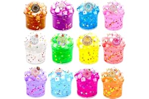 ROTKUSZ Slime Kit 12 Scatole, Clear Slime, Slime croccante per bambini con aggiunte, Kit fai da te Giocattolo Antistress, Slime per Bambini Festa Regalo di Compleanno per Ragazze Ragazzi, Festa e Natale