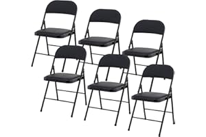 Charles Jacobs Cushioned PU Folding Chairs with a Black Metal Frame - Set of 6