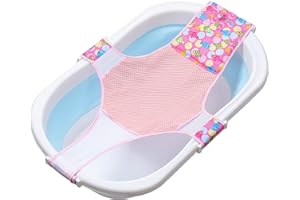 MOOKLIN ROAM Badewannensitz Baby, Neugeborene Dusche Mesh auf kleinkind Babybadewanne, Sicherheitsbadesitz Antirutsch Kreuzförmig Badewanne Unterstützung Badezubehör für Neugeborenen Kleinkind (Pink)