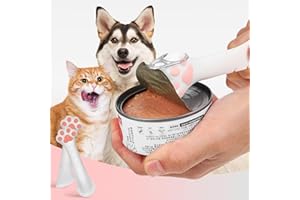 PETIFIC Pet Food Can Spoon & Opener Spatula Set for Dog Cat Cans | Food Safe BPA Free Cat Wet Food Spoon | Washable Lightweight Cute Cat Paw Shape Can Opener Multifunction