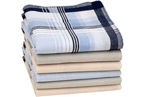 HOULIFE Homme Mouchoirs Tissu en Pur Coton 40 * 40cm Carreaux Classique pour Usage Quotidien Lot de 6 Pièces