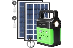 Vclpower 8800mAh Portable Power Station with Solar Panel Type-C Fast Charging Generator,LED Flashlight,FM,LED Bulbs,Solar Power Station for Home Outdoor Camping Emergency Fishing