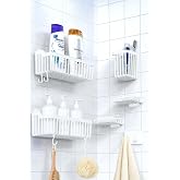 ATA HOME Banyor 6'Lı Banyo Seti Yapışkanlı Banyo D&uuml;zenleyici Şampuanlık Diş Fır&ccedil;alık Sabunluk Askılık Takımı Beyaz