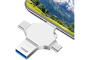 ABAUOAT Clé USB 4 en 1 128 Go, grande capacité, USB 3.0, extension de mémoire OTG pour smartphone/ordinateur portable/PC, convient pour voyages et bureau