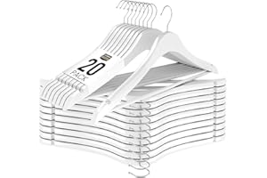 ‎UTOPIA HOME Utopia Home 20er Pack Holzbügel mit Hosenstange und Schulterrillen, stabiles und schlankes Design für Mäntel, Anzüge, Hosen und Jacken, Weiß