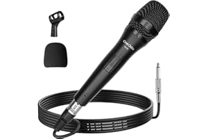 OneOdio Microphone Dynamique Professionnel avec Clip ON55, Câble XLR Filaire de 5 Mètres Durable, Boîtier 100% Métal pour Mariage/Band/Streaming/KTV/Podcast（Gris Argent）