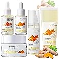 Turmeric Skin Care Kit,Turmeric Skincare Set For Anti-Aging Glowing Skin,5PCS Turmeric Skin Care Sets & Kits,Face Toner & Face Serum & Oil Essence & Face Cream & Cleanser,Remove Blackhead & Soft Skin