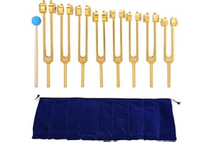 FILFEEL Set di Diapason, Strumento di Guarigione per Diapason in Alluminio, Sbloccaggio dei Chakra, 8 Pezzi