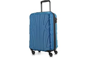SUITLINE - Handgepäck Hartschalen-Koffer Koffer Trolley Rollkoffer Reisekoffer, TSA, 55 cm, ca. 34 Liter, 100% ABS Matt, Cyanblau