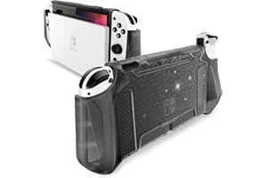 Mumba Dockable Case for Nintendo Switch OLED 2021, [Blade Series] TPU Grip Protective Cover Accessories Compatible with Nintendo Switch OLED 7 Inch and Joy-Con Controller (Shadow)
