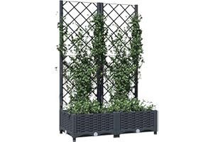 Keketa Garden Planter with Trellis Outdoor Entrance Balcony Patio Terrace Raised Bed Flower Box Climbing SuPolypropyleneort Plant Pot Dark Grey 80x40x121.5 cm Polypropylene